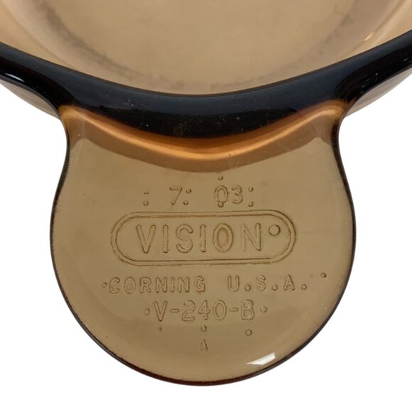 Corning Visions Grab-it Bowl 240-B Amber Glass Cookware Dish With Handles - Picture 8 of 8